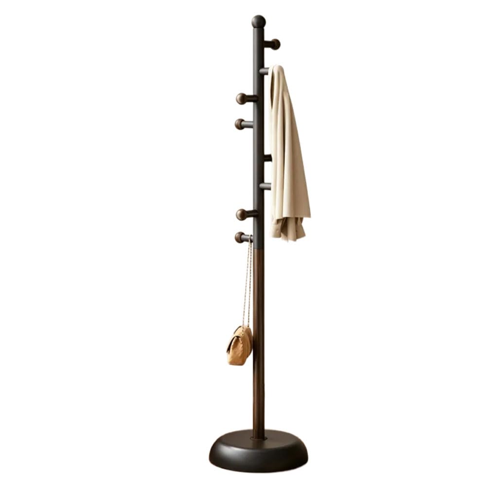 HRGKLMN Modern Coat Stand Freestanding Wardrobe Stand Metal with Multiple Ball Hooks, Minimalist Coat Rack, Sturdy Coat Hanger Stand for Home Apartment Office,Black