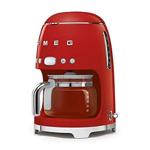 Smeg dcf02rdus 50s retro style drip filter coffee maker bundle cgf01rdus coffee grinder red  urban country home decor