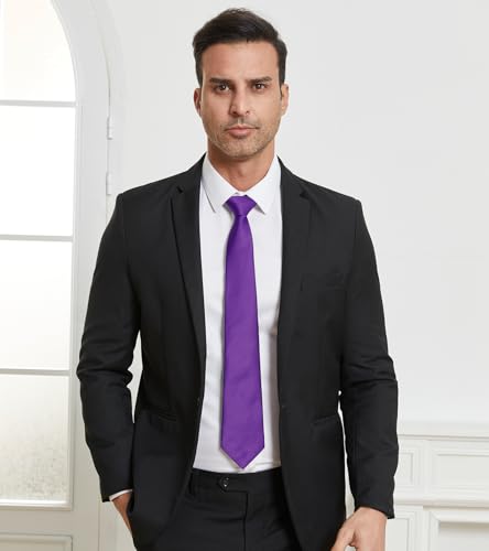 Image of DecTwig Men's Ties Solid Color Formal Neckties 3.15 inch (8CM) Black Ties For Men