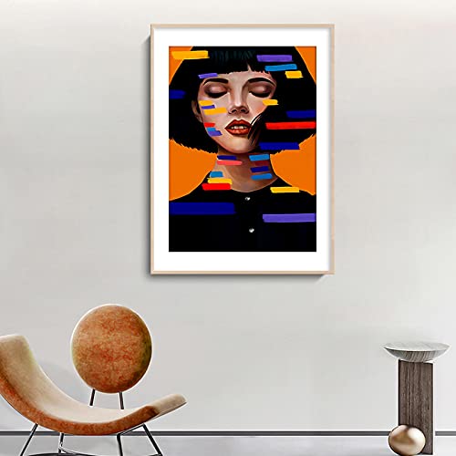 Amerikaanse Stijl Canvas Schilderij Wall Art Foto Kleurrijke Mode Vrouwen Poster Modern Abstract Decor-70x100 cm Frameloos - Afbeelding 3