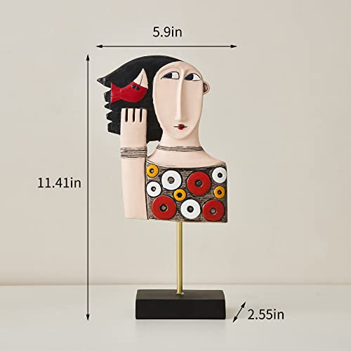 Fjs 11.14Inch Handcrafted Statues Resin Abstract Sculpture For Home Decor Modern，African Art Tribal Figurines Decorations Items, Bust Statue Decor For Bookshelf,Tv Stand,Living Room,Nightstand #TOP1