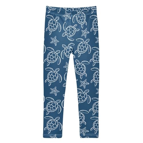 Girls Leggings Soft Toddler Ankle Length Bottoms Sea Turtles Kids Dance Yoga Pants 4-10 Years
