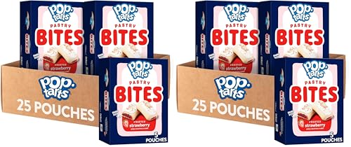 Pop-Tarts Baked Pastry Bites,Kids Snacks,School Lunch,Frosted Strawberry (Boxes, Pouches),(Pack of 10)