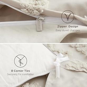 Bedsure Boho Duvet Cover King Size, Soft & Comfortable Elegant Design Boho Bedding for Decoration, Machine Washable Comforter Cover for All Seasons,Includes 1 Duvet Cover & 2 Pillow Shams,Linen