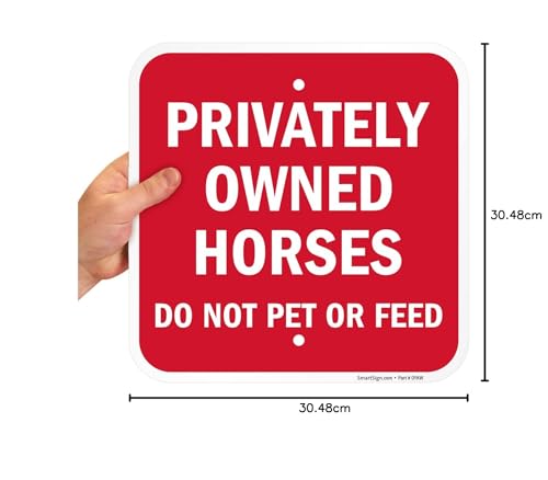 SmartSign -K-0140-AL Konie prywatne - znak "Do Not Pet Or Feed" autorstwa | 30 cm x 30 cm aluminium