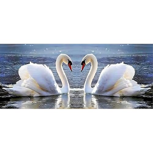 Peinture diamant cygnes grand format 110x50 cm pour broderie diamant canevas kit