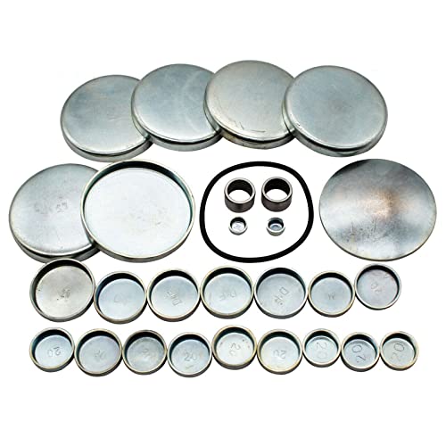 Hconcet Cyl Head & Block Expansion Plug Kit Compatible with Dodge Cummins 5.9L 4bt, 6bt 12V 1989-1998, Silver