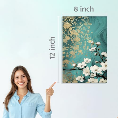 Image of SiddArtify Elegant Teal Gold & White Floral Art Print Set - Sticker - 8x12 Inch - Pack of 6 Wall Room Decoration art Poster Prints