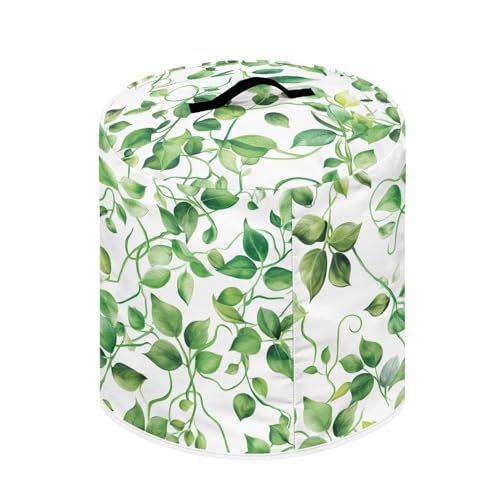 Image of Cozeyat Green Leaves Pressure Cooker Air Fryer Cover,Round Pressure Cooker Dust Cover,Protective Cover with Pocket Kitchen Appliances for Electric Pressure Cooker Air Fryer Rice Cooker Steamer