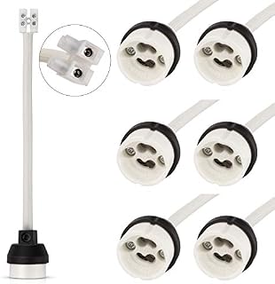 DiCUNO GU10 Lamp Holder 0.75mm² 15CM/150MM Wire GU10 Connector Ceramic Base for GU10 Bulb, 0-250V, 300W, 2A, 6 Packs