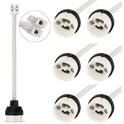 DiCUNO GU10 Portalámparas de cerámica con cable de 15CM, 6 Piezas Cover