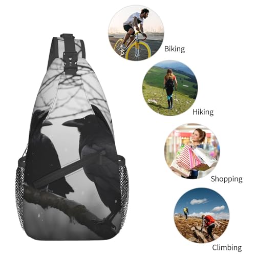Bolso cruzado Crow Birds para hombre y mujer negro miniatura 6