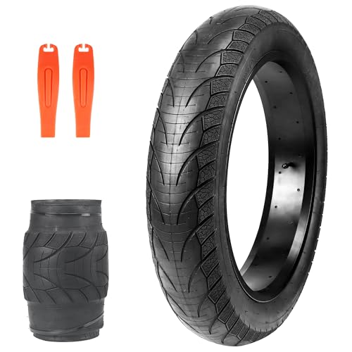 BALINGE E Bike Fat tire 20 x 4 Fat tire 1 Pack Heavy Duty High-Performance Wear-Resistant E-Bike Mountain Snow Bike Tire ，Fat tire Bike，Fat Bike Tires，20x4.0 Fat tire，Black，1 tire 2 levers