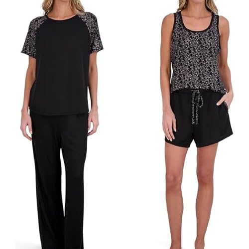 Image of Lucky Brand Women's Pajama Set - 4 Piece Sleep Shirt, Tank Top, Pajama Pants, Lounge Shorts (S-XL)