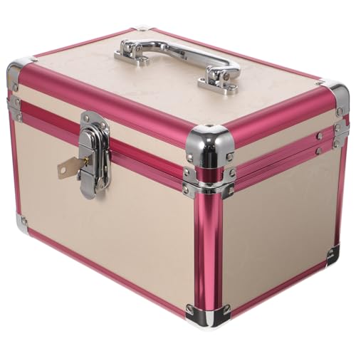 Makeup Train Case Aluminum Alloy Case Pedicure Tool Box with Handle Cosmetic Box Portable Makeup Case Organizer for Cosmetologist Aesthetic Supplies Nail Tech Traveling