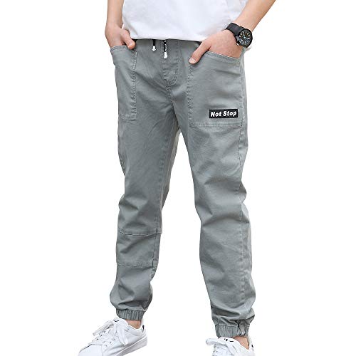CNMUDONSI Jogging Pants for Boys 7-16 Years Old Kids Casual Active Pants Slim Fit (K2-815-Gray160)