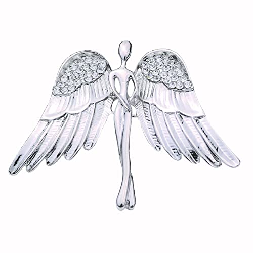 Image of Crystal Angel Wings Brooch Pin Elegant Rhinestone Statement Brooches Fashion Corsage Suit Jewelry Accessories for Men Women Gift Gold Silver Plated