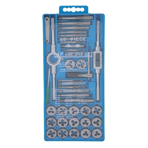 40 Pieces Tap and Die Set, High Carbon Steel Fine Thread Metric Threading Tool Set, Wrench Screwdriver Combination Tool for Cutting External and Internal Threads