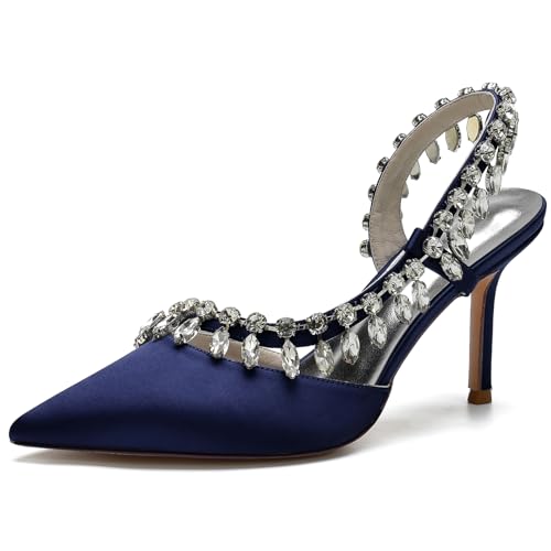 Escarpins à bout pointu FGRID Marine mariée bride en strass 38