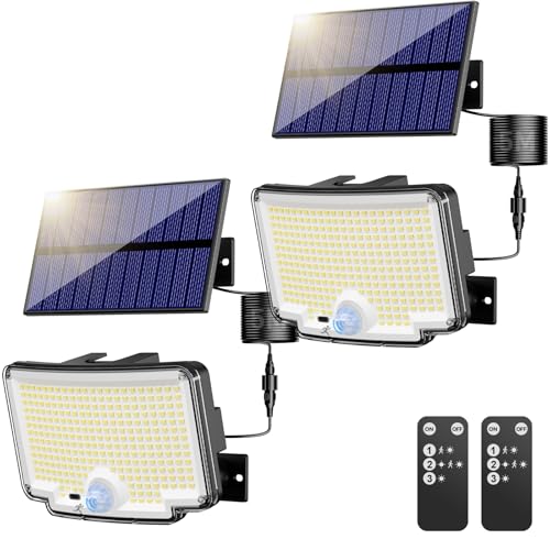 nipify 2 Pack Solar Lights Outdoor Garden, 310LED/3 Mode Remote Solares Security Lights Outdoor Motion Sensor,IP65 Solar Flood Lights Outdoors for Shed Garage Yard