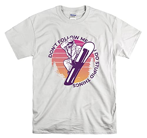 T-shirt snowboard imprimé blanc L idéal pour l'après-ski en station de ski
