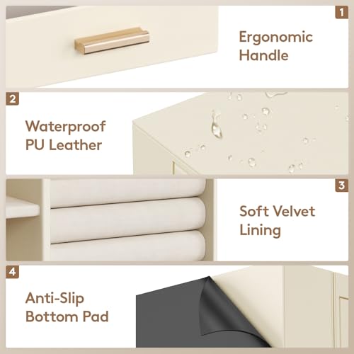 Lifewit Jewellery Box 360° Rotating, Jewellery Organiser with Mirror, Jewellery Display and Storage Case for Women, Spacious Jewellery Holder for Ring Necklace Earring Watches, Great Gift, Creamy - Cosy Home Interiors Lifewit Jewellery Box 360° Rotating, Jewellery Organiser with Mirror, Jewellery Display and Storage Case for Women, Spacious Jewellery Holder for Ring Necklace Earring Watches, Great Gift, Creamy - Image 7