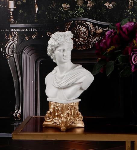 Image of Sankalan's Classical Roman Bust Statue, White and Gold, Decorative Home Accent