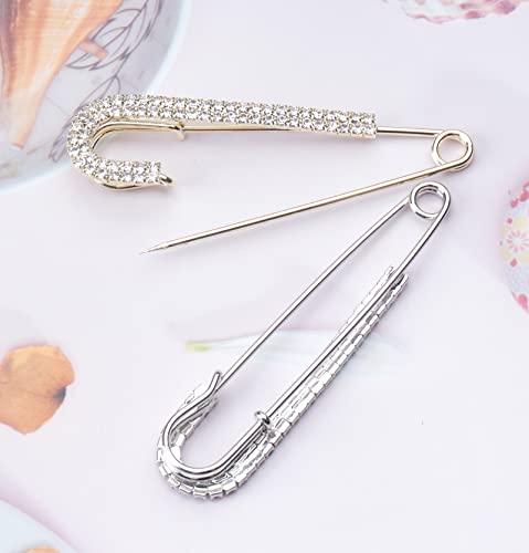 Sowaka 2 Pcs Brooch Pins For Women With Pearl Rhinestone Vintage Large Faux Crystal Metal Elegant Shawl Clips For Girls Clothing Sweater Shirt Costume Dress Decoration Accessories (Crystal) #TOP5