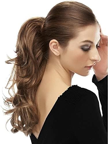 easiHair Rampage Ponytail Color 10 Luscious Caramel Hairpieces 9.5" - 13" Length Reversible Claw Clip Attachment Synthetic Wavy Layered Pony Clip On Bundle MaxWigs Hairloss Booklet