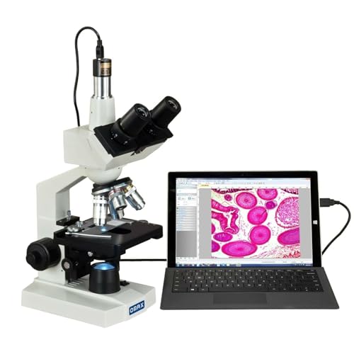 Image of OMAX - 40X-2500X LED Digital Trinocular Lab Compound Microscope with 5MP Camera and Mechanical Stage - M83EZ-C50S
