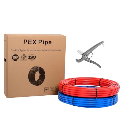 EFIELD 1/2-inch 2 x50 ft Pex-b Pipe/Tubing, NSF Certified for Potable Water, Hot/Cold Water, Blue & Red 100 ft Length for Plumbing and Heating Applications, with Pipe Cutter,(AB-2-50)