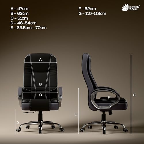 Image of Green Soul Vienna | Fabric Office Chair | Ergonomic Executive Boss Chair with Spacious Cushioned Seat | Heavy Duty Metal Base | High Back | 3 Years Warranty (Black & Grey)