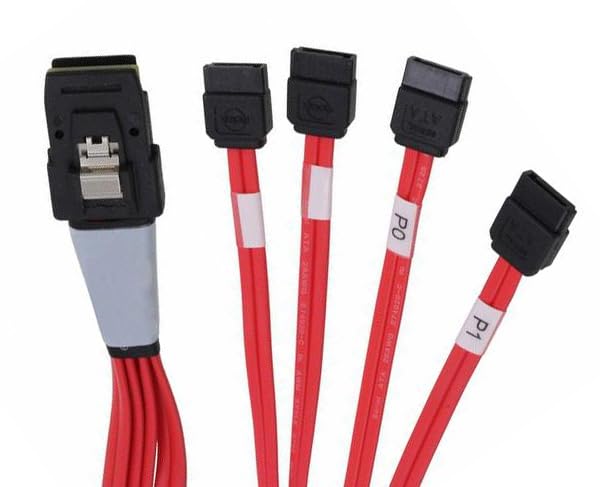 Câble mini SAS SFF-8086 vers 4 SATA droit anti interférence pour fond de panier serveur