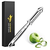 MAD SHARK Ultra Sharp Potato Peeler, Fruit Carrot Veggie Peelers for Kitchen,Flat/Serrated Blade 2 in 1-I Shaped Stainless Steel Peelers,Vegetable Peeler with Ergonomic Non-Slip Handle