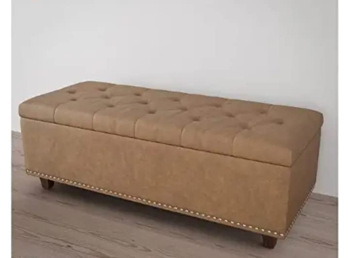 MTK WOOD PLAZA Faux Leather Flip Top Storage Ottoman Bench Couch pouffe Puffy Footstool bedend 2 Seater Sofa for livingroom Bedroom-image-22