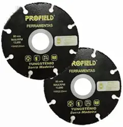 Kit 2 Discos de Tungstênio para Madeira 22,23mm – Ideal para Esmerilhadeira Corte e Desbaste Rápido e Preciso – Alta Durabilidade e Resistência – Ferramenta Profissional para Marcenaria e Carpintaria