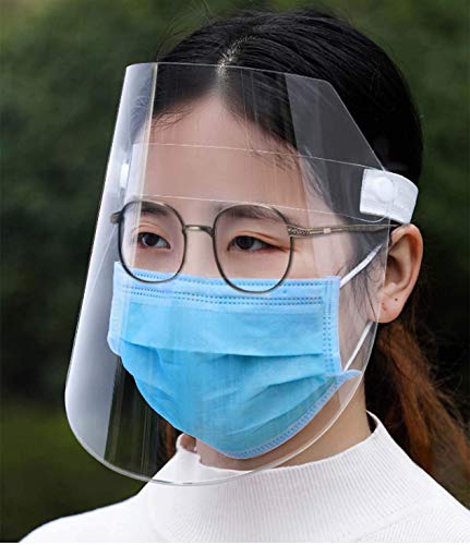2 Pack Face Shield Protect Eyes and Face with Protective Clear Film Elastic
