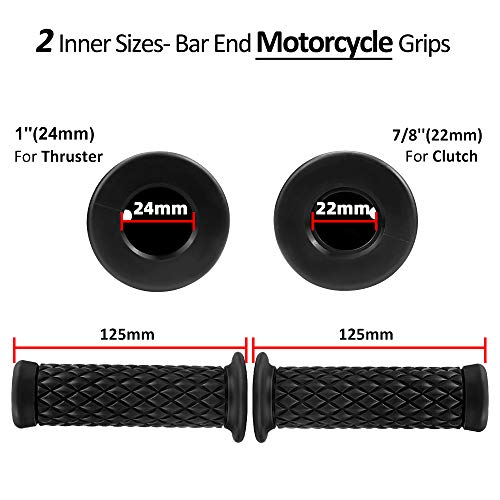 Surpassme MTHG026BK Motorcycle Grips Non Slip Rubber Bar End Thruster Grip 7/8 Inch 22Mm 24Mm Motorcycle Comfort Hand Handlebar Grip Thruster Grip thumb #1