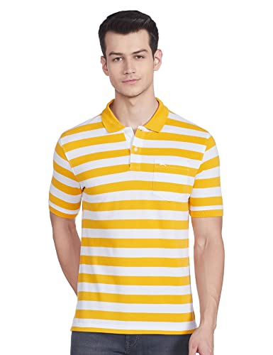 Image of Parx Men's Cotton Polyester Blend Jacquard Pattern Regular Fit Rib Collar Polo Neck Half Sleeve Casual T-Shirt