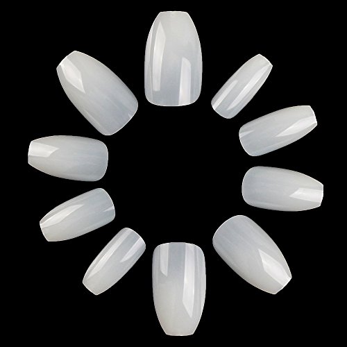 ECBASKET Coffin Nails Acrylic Nail Tips Short Ballerina Nails Full Cover False Nails 500 PCS 10 Sizes With Bag (Natural)