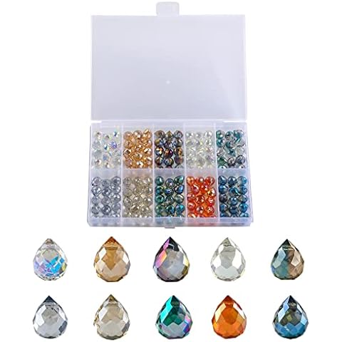 150Pcs Crystal Teardrops - Novborcz 8x9mm Top Drilled Teardrops DIY Projects Earrings Necklaces Bracelets for Jewelry Making Home Hanging Decorations (8X9mmTeardrop Crystal) Cover