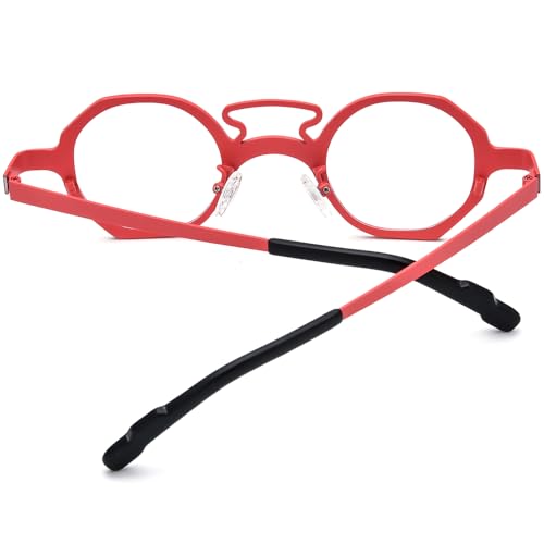 Image of FONEX Colorful Pure Titanium Glasses Frame Women Retro Round Eyeglasses