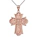 Joyara Solide 14 CT Or Rose Saint Geist Four Way Croix Pendentif Collier (Vient avec chaîne de 45 cm)