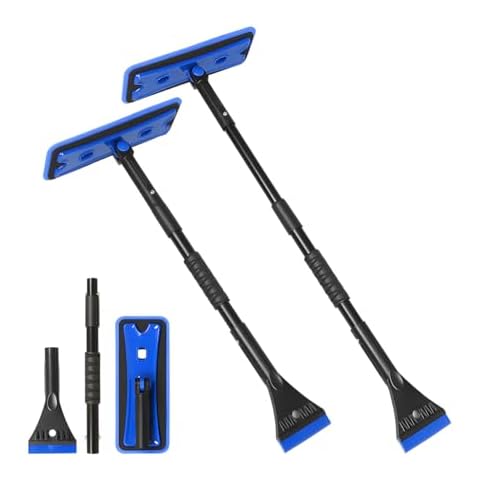 BELOMI 36" Car 3-in-1 Snow Brush, Detachable & Extendable Ice Scraper with Wide Foam Head & Ergonomic Grip, Lightweight Aluminum Snow Removal Tools Windshield & Paint Safe Shovel for Vehicle (Blue) Cover