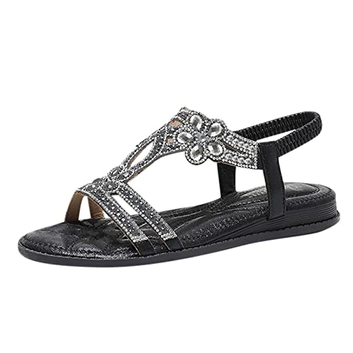 Yanzhenglip Women'S Bohemian Rhinestone Sandals Casual Flower Sandals Wedges Comfortable Peep-Toe Sandals Summer Dressy3