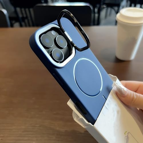 Étui magnétique pour iPhone 13 antichoc bleu avec support caméra intégré