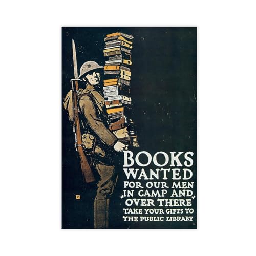 Toile Books Wanted for Our Men Over There 1941 pour habiller un mur de chambre vide et blanc