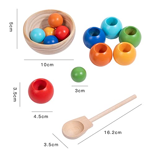 Esquirla Wooden Rainbow Stacking Sorting Toys Rainbow Stacking Blocks Board Game Training Memory Sorting, Counting, Matching Block Puzzle For Kids, Rainbow Beads #TOP1