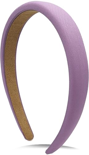 Cerchietto per Capelli Donna Elegante, Frontino Ferma Capelli Spugna Leggermente Imbottito e Morbido, Accessori Capelli Spesso 2 cm, Vari Colori (Viola)