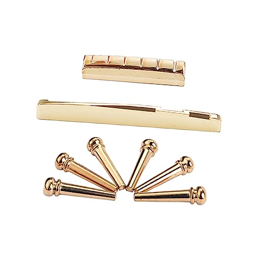 Holibanna Guitar Nut Acoustic Copper Peg Set Guitar Bridge Saddle Bridge Pin Easy Install Kit